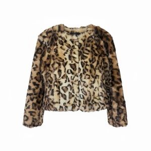 Simone Rocha leopard print faux fur cropped jacket